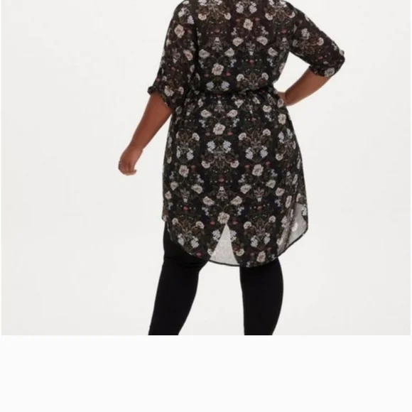 Torrid Outlander Lexie Floral Chiffon Hi-Lo Babydoll Tunic - Picture 2 of 16
